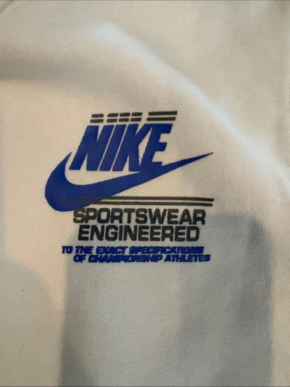 Boys Nike White Pullover Hoodie with Blue Logo